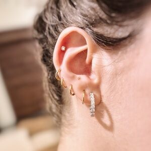 Sterling silver and moissanite inside out hoops